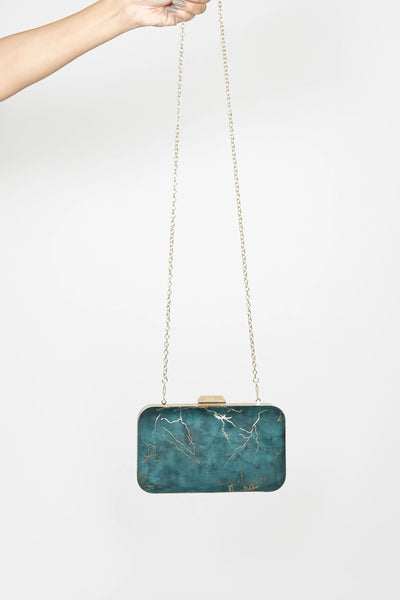 Velvet Vogue Clutch (Bottle Green)